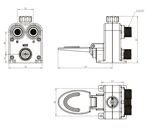Foot operated thermostatic valve dimension.png
